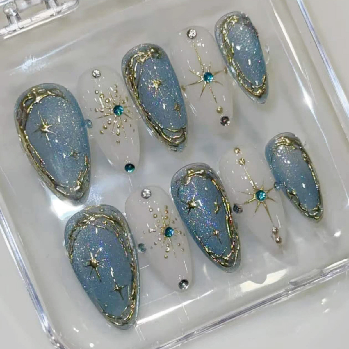 Nail Art Inspo - 24pcs Gilded Starlight Stick on Nail