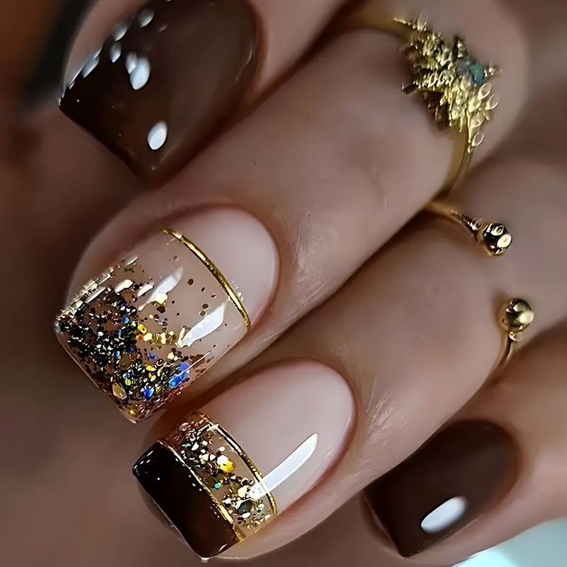 Nail Art Inspo - Short Square fake nails for women