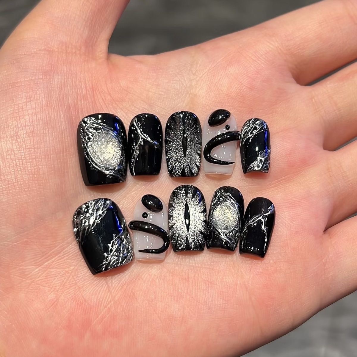 10pcs Black Cute Cat Handmade  - đánh giá và giá Nail Art Inspo