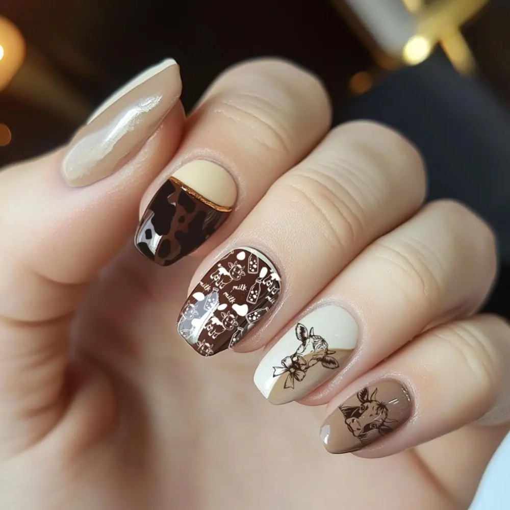 3pcs Cow-Theme Nail Stamping P - đánh giá và giá Nail Art Inspo