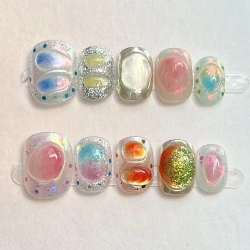 10Pcs Cute Short Round Handmad - đánh giá và giá Nail Art Inspo