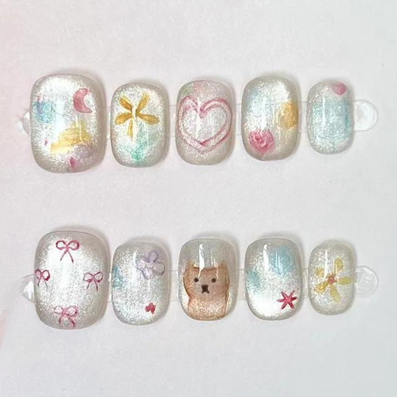 10Pcs Cute Short Round Handmad - đánh giá và giá Nail Art Inspo