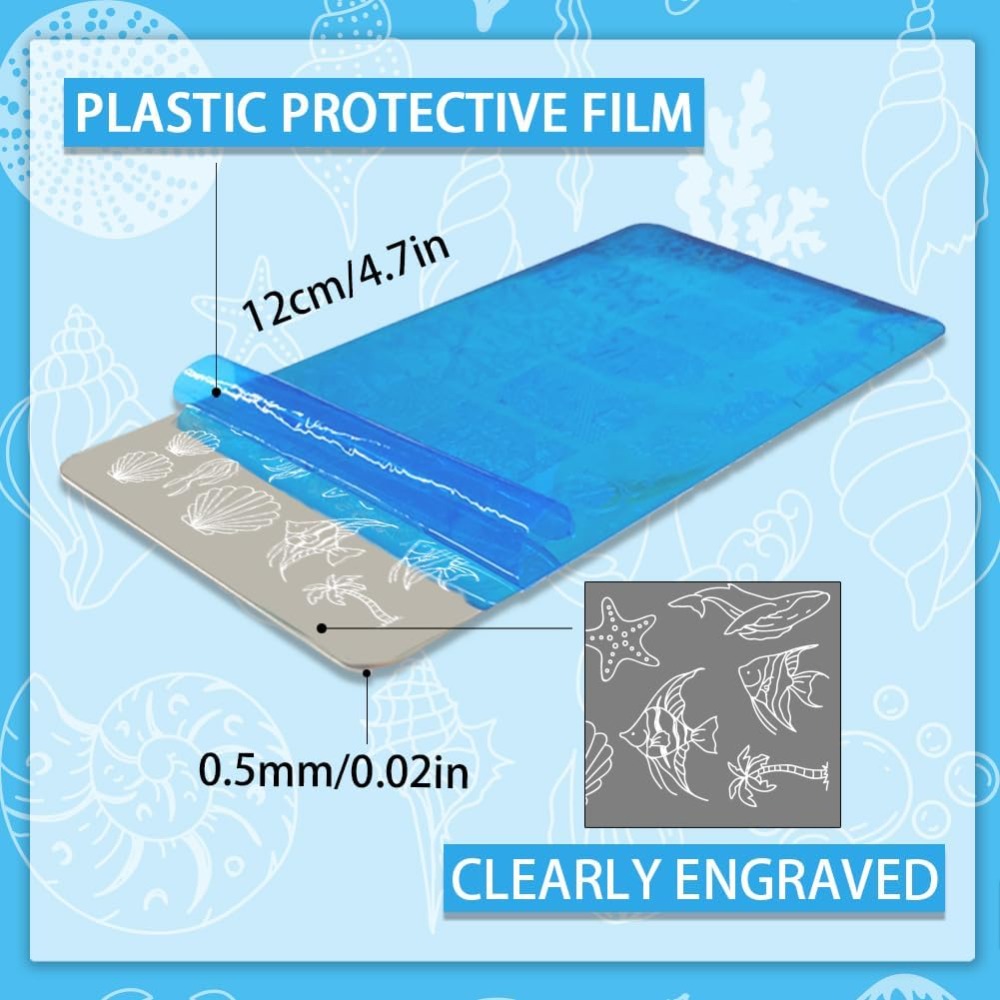 5pcs Ocean Theme Nail Stamping - đánh giá và giá Nail Art Inspo